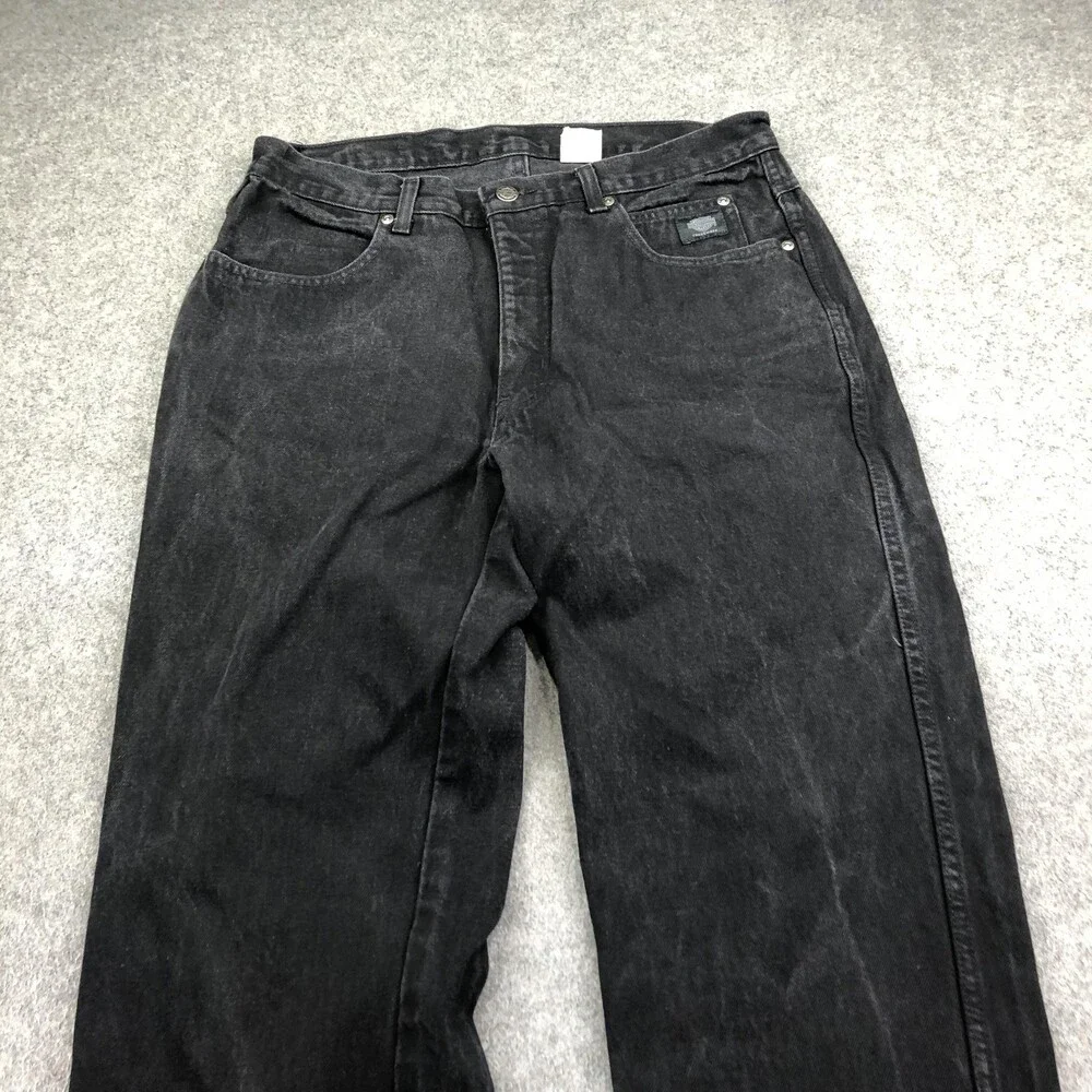 Vintage Harley-Davidson Jeans Mens 34x30 Black Charcoal Wash Straight Denim